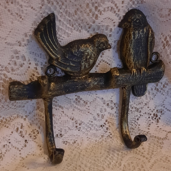Iron Key Ring Birds On Branch 2 Hooks - Picture 3 of 4
